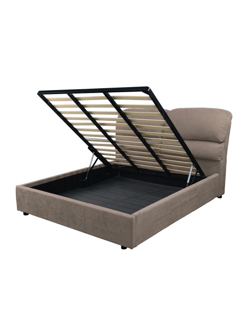 Letto matrimoniale contenitore Sofaback in tessuto tortora 178x222x120H