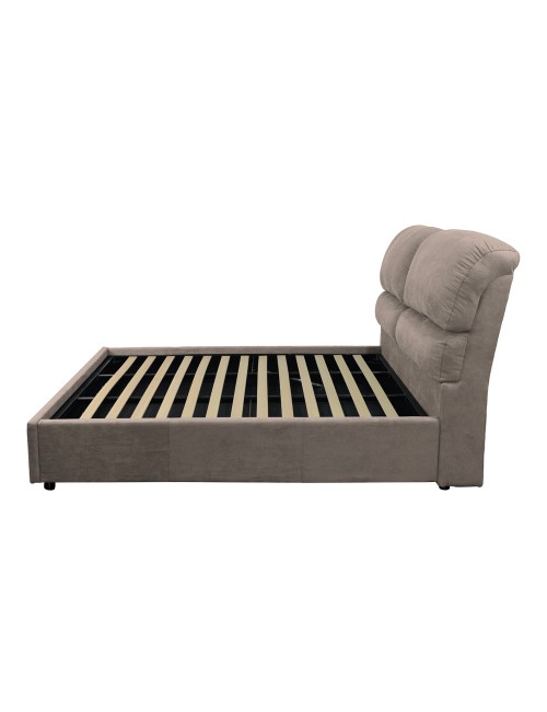 Letto matrimoniale contenitore Sofaback in tessuto tortora 178x222x120H