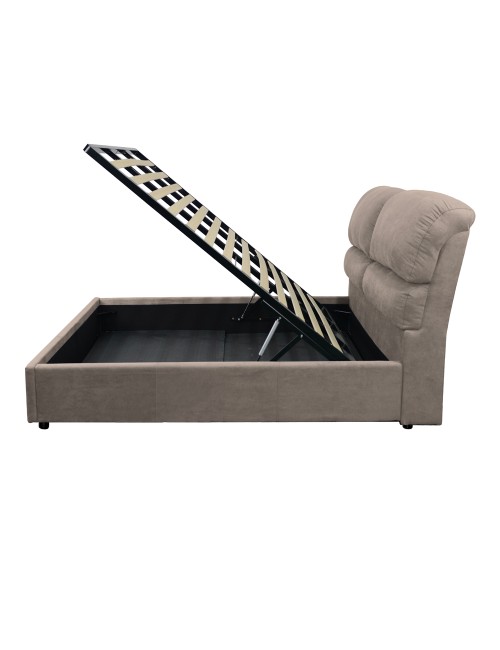Letto matrimoniale contenitore Sofaback in tessuto tortora 178x222x120H