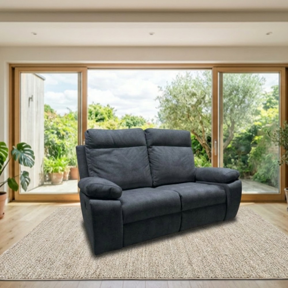 Divano 2 posti 2 recliner manuali Milano colore grigio