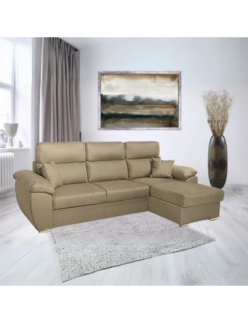 Divano con Penisola Contenitore Cappuccino ComoII Tessuto Prezzo