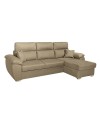 Divano con penisola contenitore cappuccino ComoII tessuto giulia9703
