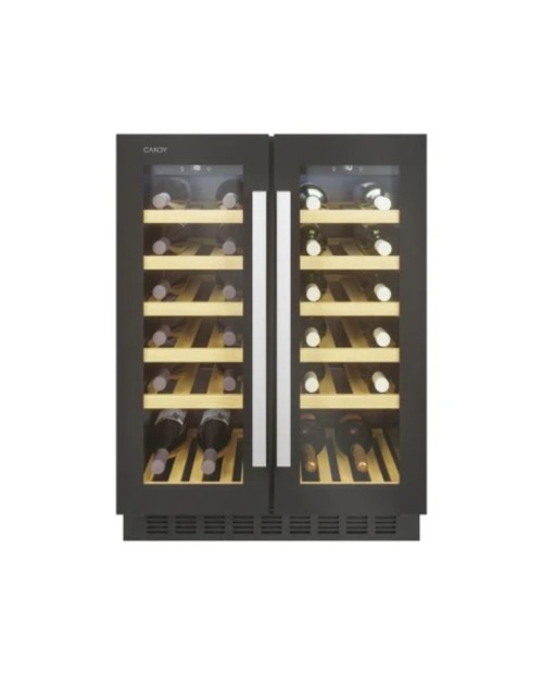 Cantinetta Vino da Incasso Candy CCVB60D1 38 Bottiglie 2 Zone Nero con Luce LED