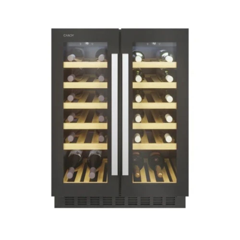 Cantinetta Vino da Incasso Candy CCVB60D1 38 Bottiglie 2 Zone Nero con Luce LED
