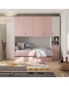 Cameretta a ponte Gilbert bianco opaco e rosa con 2 letti 293x5x240.5H