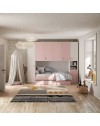 Cameretta a ponte Gilbert bianco opaco e rosa con 2 letti 293x5x240.5H