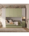 Cameretta a ponte Gilbert bianco opaco e verde pistacchio con 2 letti 293x5x240.5H