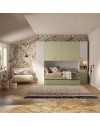 Cameretta a ponte Gilbert bianco opaco e verde pistacchio con 2 letti 293x5x240.5H