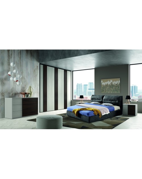 Camera da letto grigio frassinato con inserti noce scuro Cecilia