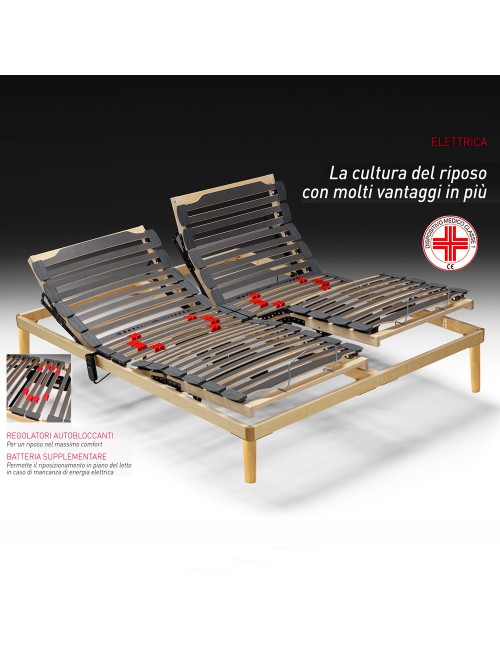 Rete Elettrica Matrimoniale Voltix 160x190 con Doghe Regolabili e Dispositivo Medico