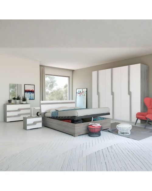 Camera da letto grigio e bianco frassino Loriana