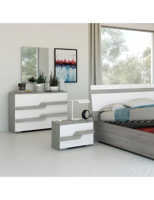 Camera da letto grigio e bianco frassino Loriana