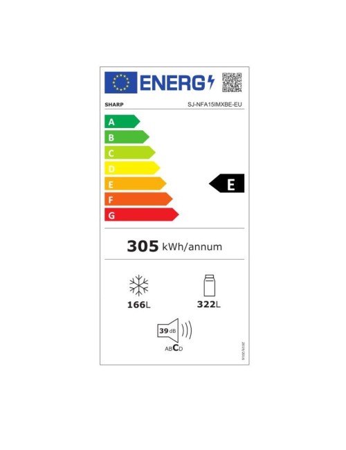 Frigorifero NO FROST side by side Sharp SJNFA15IMXBE 488lt colore Nero classe E