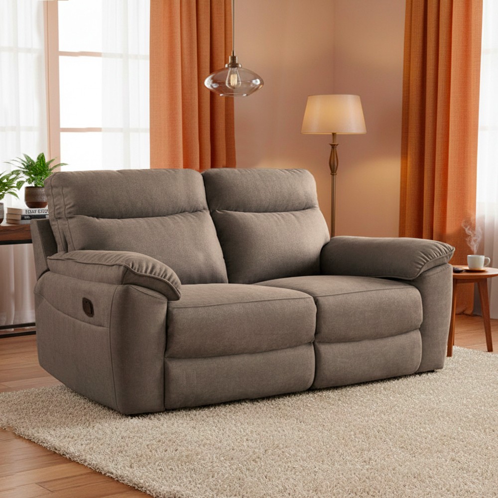 Divano 3 posti recliner manuale tessuto barrel21 tortora Boston 200x100x102H