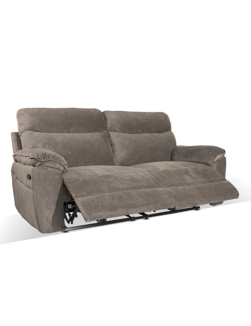 Divano 3 posti recliner manuale tessuto barrel21 tortora Boston 200x100x102H