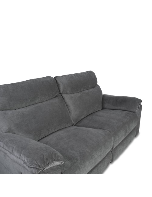Divano 3 posti recliner elettrico tessuto grigio Boston 200x100x102H