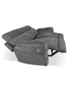 Divano 3 posti recliner elettrico tessuto grigio Boston 200x100x102H