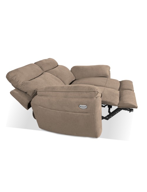 Divano 2 posti recliner elettrico tessuto cappuccino Boston 160x100x102H