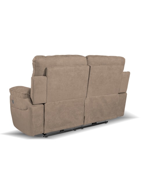 Divano 2 posti recliner elettrico tessuto cappuccino Boston 160x100x102H