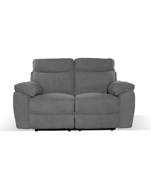 Divano 2 posti recliner elettrico tessuto grigio Boston 160x100x102H