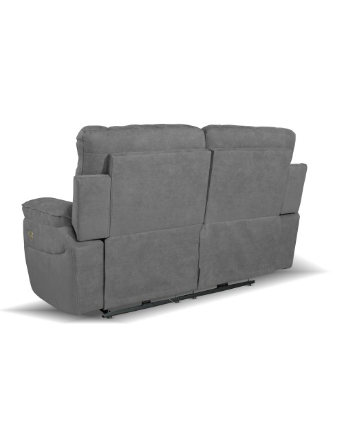 Divano 2 posti recliner elettrico tessuto grigio Boston 160x100x102H