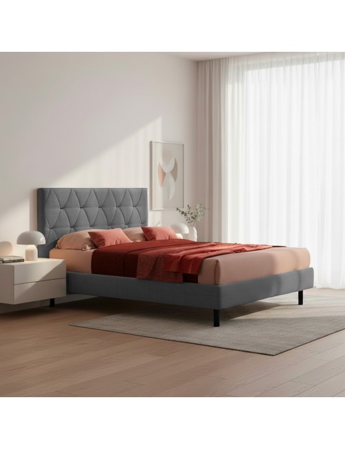 Letto Matrimoniale Contenitore Testiera Trapuntata Cody Colore Grigio