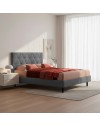 Letto matrimoniale contenitore testiera trapuntata Cody colore grigio