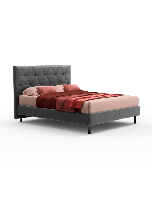 Letto Matrimoniale Contenitore Testiera Trapuntata Cody Colore Grigio