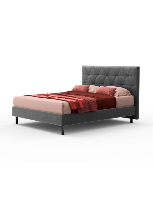 Letto Matrimoniale Contenitore Testiera Trapuntata Cody Colore Grigio