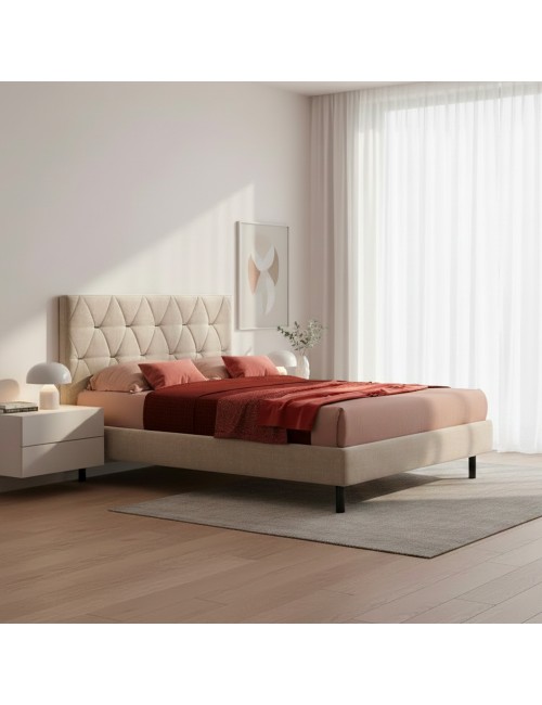 Letto Matrimoniale Contenitore Testiera Trapuntata Cody Colore Beige
