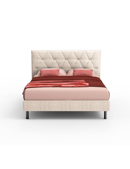 Letto Matrimoniale Contenitore Testiera Trapuntata Cody Colore Beige
