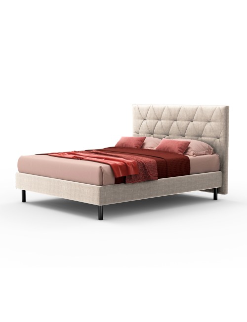 Letto Matrimoniale Contenitore Testiera Trapuntata Cody Colore Beige