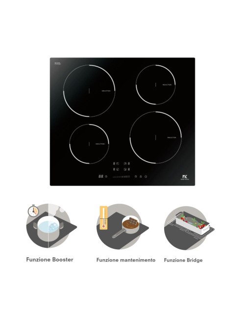 Piano cottura induzione 4 zone Master Kitchen MKHI604BK