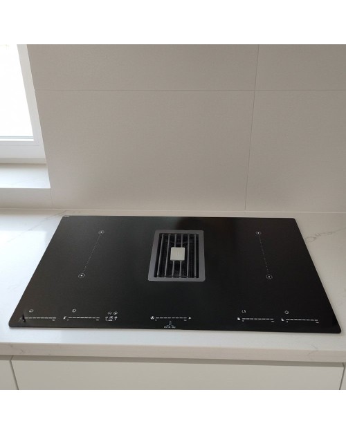 Piano cottura con cappa integrata Roblin by Faber Maestro BK Glass NG A830 nero classe A+++