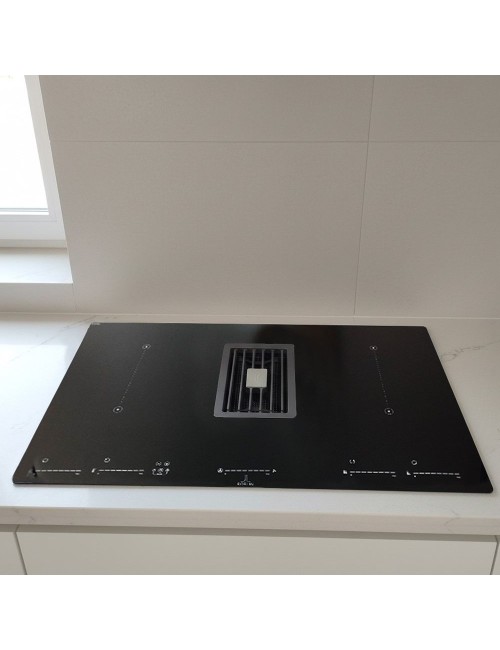 Piano cottura con cappa integrata Roblin by Faber Maestro BK Glass NG A830 nero classe A+++