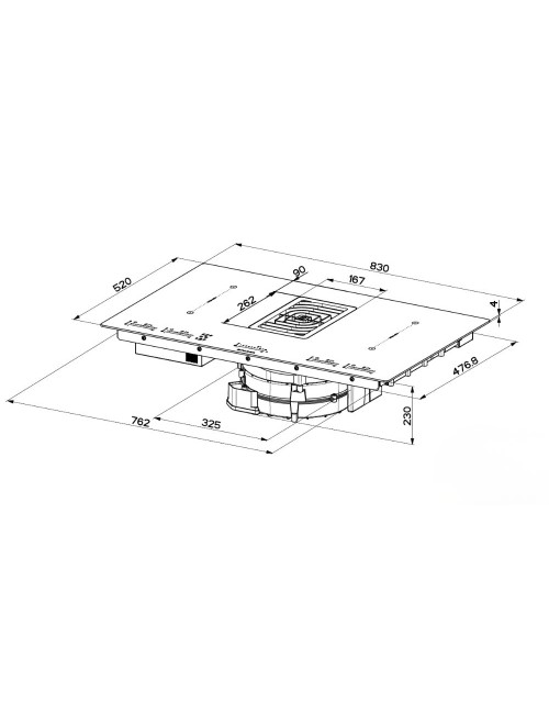 Piano cottura con cappa integrata Roblin by Faber Maestro BK Glass NG A830 nero classe A+++