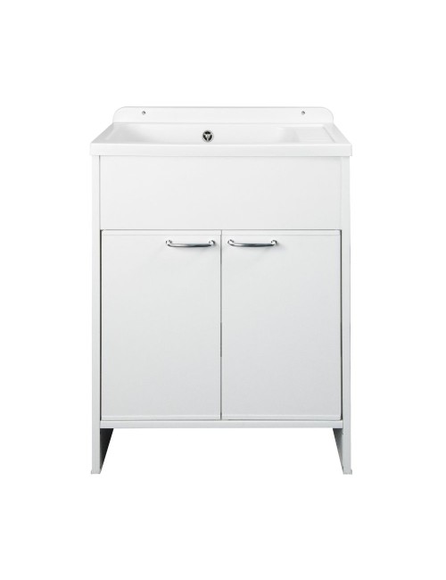 Mobile Lavatoio salvaspazio 58x38 cm in PVC bianco 2 ante Platone