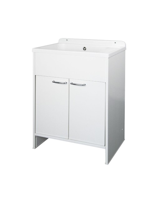 Mobile Lavatoio salvaspazio 58x38 cm in PVC bianco 2 ante Platone