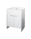 Mobile Lavatoio salvaspazio 58x38 cm in PVC bianco 2 ante Platone
