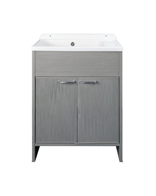 Mobile Lavatoio salvaspazio 58x38 cm in PVC rovere grigio 2 ante Platone