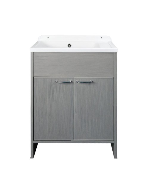 Mobile Lavatoio salvaspazio 58x38 cm in PVC rovere grigio 2 ante Platone