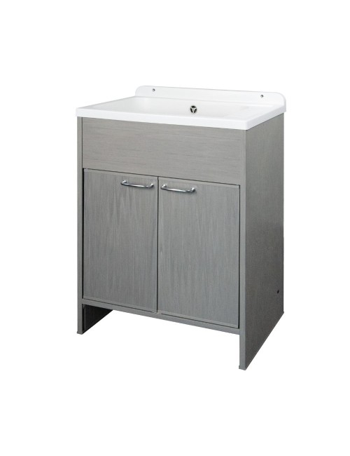 Mobile Lavatoio salvaspazio 58x38 cm in PVC rovere grigio 2 ante Platone