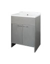 Mobile Lavatoio salvaspazio 58x38 cm in PVC rovere grigio 2 ante Platone