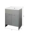Mobile Lavatoio salvaspazio 58x38 cm in PVC rovere grigio 2 ante Platone