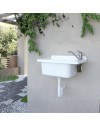 Lavatoio Pilozzo a muro 58x38 in polipropilene bianco con Kit scarico autopulente 2051FSCAT