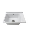 Lavatoio Pilozzo a muro 58x38 in polipropilene bianco con Kit scarico autopulente 2051FSCAT