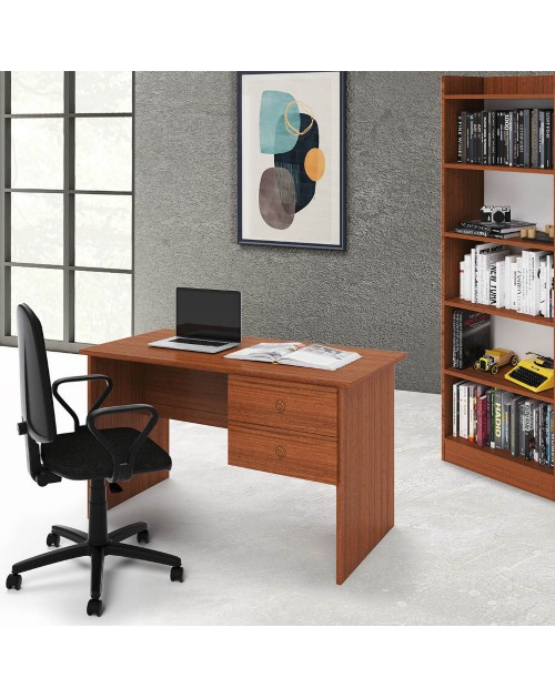 Scrivania due cassetti Tiffany 119x64x75h cm colore noce antico