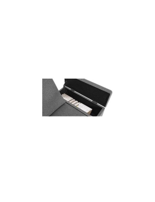 Divano angolare destro tessuto grigio Dina con bracciolo porta oggetti 218X172X87H
