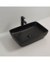 Lavabo d'appoggio in ceramica nero opaco senza foro miscelatore 59x40x14.5H 9440B