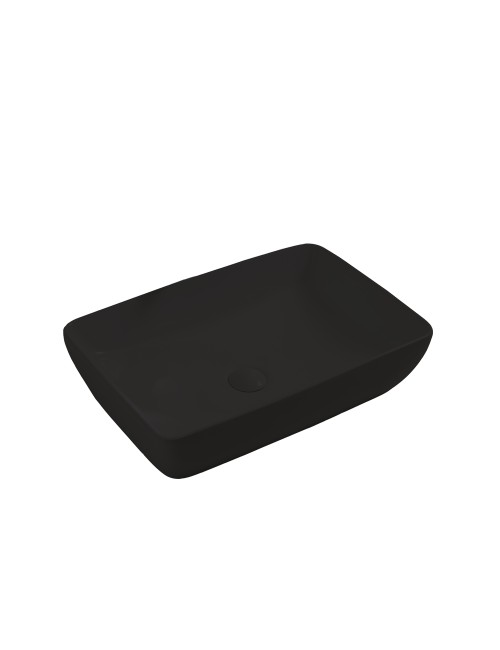 Lavabo d'appoggio in ceramica nero opaco senza foro miscelatore 59x40x14.5H 9440B